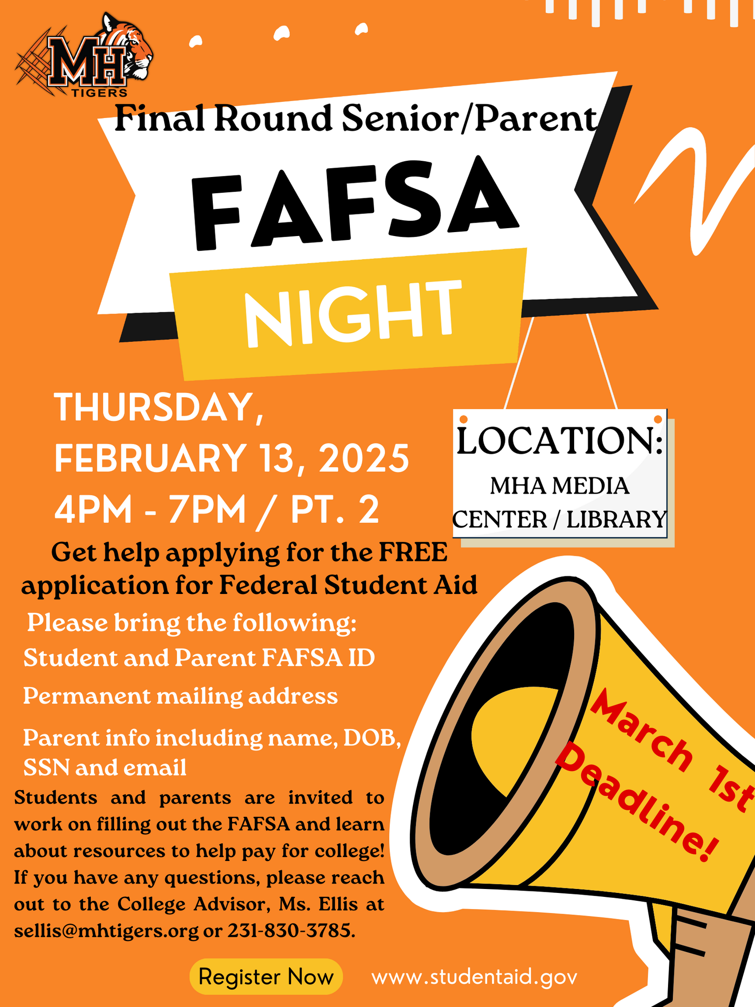 fasfa night Feb. 13, 4-8pm at mha